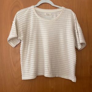 Cream flowy top with detailed stripes
